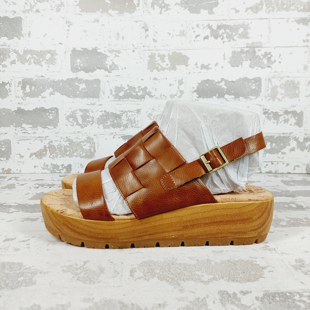 NEW Korks By Korkease Womens Fraya Brown Vegan Strappy Platform Sandals M283